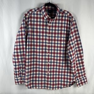 J.CREW Long Sleeve 100% Cotton Red White & Blue Gingham Plaid Size M